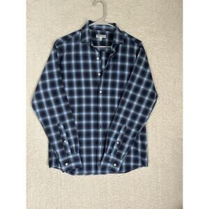 Peter Millar Summer Comfort M Button Down Long Sleeve Blue Check Shirt